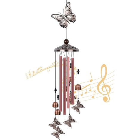 Carillon à Vent en Forme de Papillon, Carillon à Vent pour Jardin avec S Crochet, Papillon Carillons Tube en Aluminium pour Extérieure et Intérieure Décoration Cadeau pour Maman Grand-mère