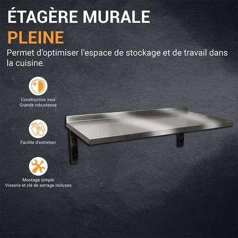 Etagères murale inox pleine console fixe  - L2G