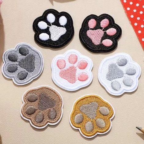 7 pièces de patches à empreinte de patte pour vêtements, broderie auto-adhésive, mignons, pour décorer vos robes, jeans, chapeaux, chaussures et sacs à dos. (1/5)