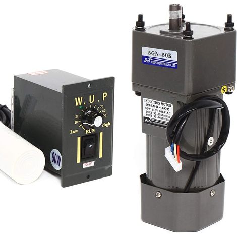 Motor de engranaje eléctrico de CA 220 V Motor de engranaje asíncrono monofásico de 90 W con controlador de velocidad (50 K), 27 RPM (1/5)