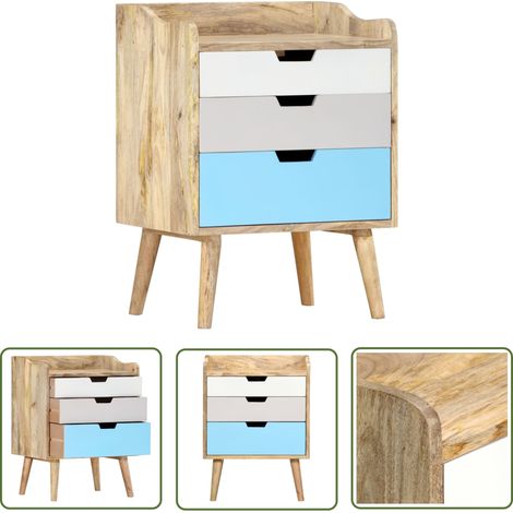 The Living Store Table de chevet 47x35x63 cm Bois de manguier solide - Table De Chevet - Meubles Chambre - Commode - Rangement Chambre - Bois De Manguier (1/5)