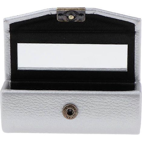 Étui à rouge à lèvres en cuir de 9 cm, boîte de rangement avec miroir et poche pour sac à main (1/5)