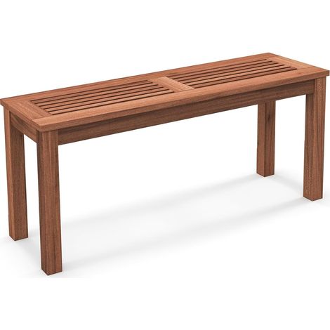COSTWAY Banco de Madera para Patio, Banco Jardin Exterior para 2 Personas con Asiento de Listones, Banco de Exterior con Estructura de Madera Estable, Banco de Comedor Interior y Exterior (1/5)