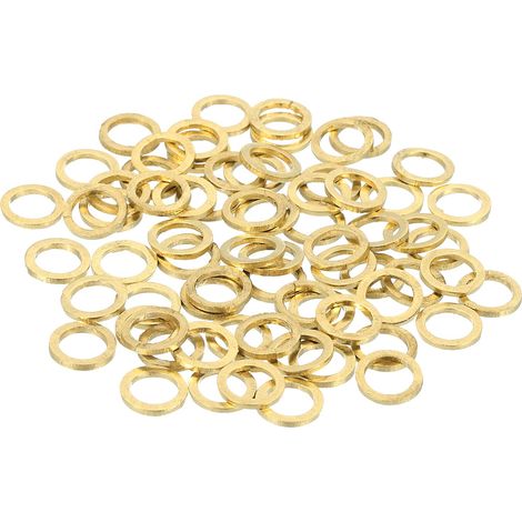 70Pcs Rondelle Métal Plate Laiton, Kit Rondelles Ecrasement Cuivre M6 Assortiment, 6mm ID, 9mm OD, 1mm Épaisseur pour Boulons Vis Réparation, Construction (1/5)
