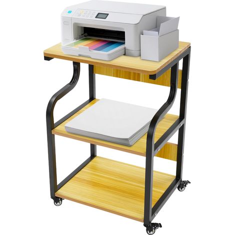 Support Imprimante pour Bureau 50x40x74,5CM Meuble Roulant, Support pour Etagère Table Imprimante en Bois Meuble de Rangement Solide et Durable Scanner Fax pour Bureau à Domicile (1/5)