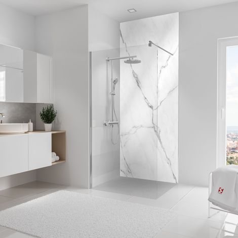Panneau mural 100 x 255 cm Marbre de carrare brillant, Schulte
