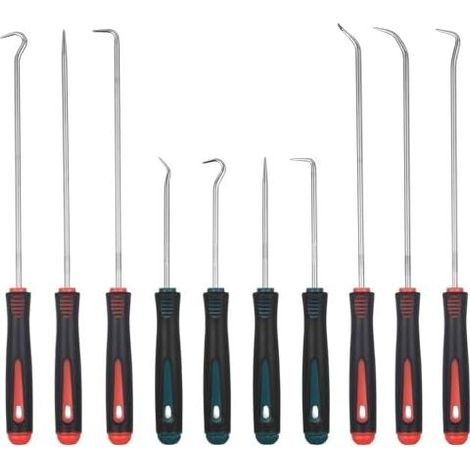 10 pezzi di ganci e punte di precisione, gancio di precisione per O-ring in gomma, strumento di rimozione per estrattori di guarnizioni per autoveicoli, estrattore a molla per tubi flessibili con O-ri (1/5)