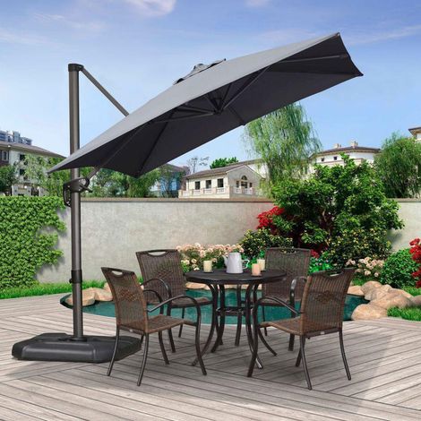 PURPLE LEAF Parasol Déporté en Aluminium 2,5 × 2,5 M Carré, Parasol de Jardin Extérieur, Adapté pour Balcon, Piscine, Terrasse, Gris clair