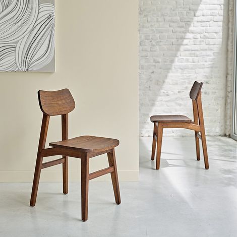 Lot de 2 chaises en mindi massif finition noyer (1/5)