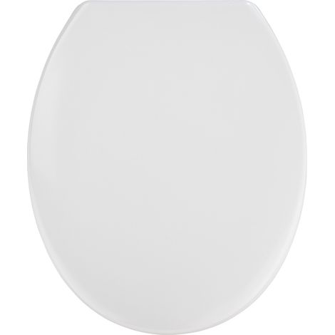 Abattant WC Vigone WENKO, Fixation inox, Incassable, résistant aux éraflures, Idéal cabinet médical, bureaux, Duro Plast antibactérien, 35x43,5cm, Blanc (1/5)