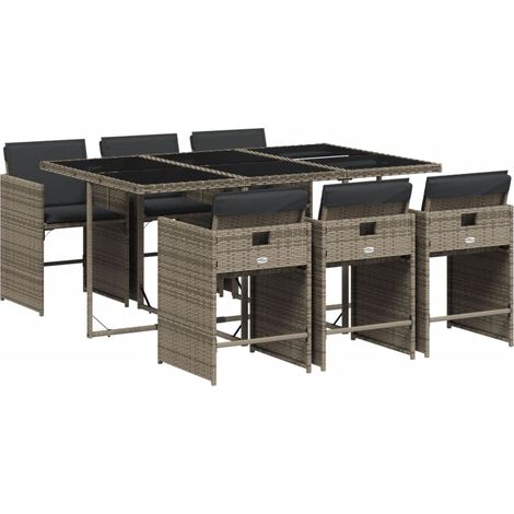 Maison Exclusive - Set comedor jardín 7 pzas y cojines ratán sint (1/5)