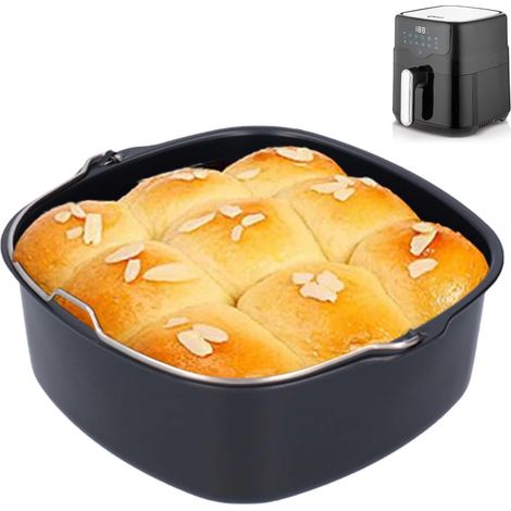Kuchenform, 22 cm Backform für Luftfritteusen, quadratisches Eisen-Kuchenfass, Airfryer Küchenwerkzeug für Airfryer Backzubehör