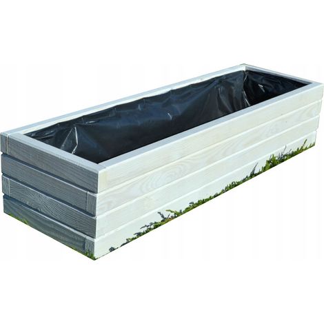 Vaso da fiori rettangolare in legno D2 bianco 60 cm (1/5)