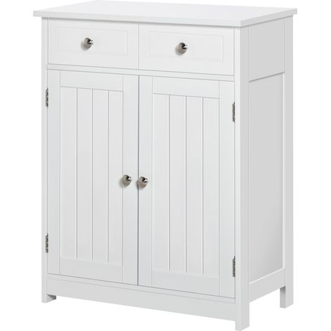 Meuble de rangement de salle de bain avec tiroirs, style classique, meuble de rangement pour entrée/chambre, 60 x 30 x 75 cm, blanc (1/5)