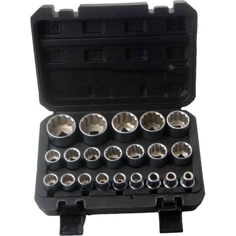 Ensemble Jeu de douilles multiple I Tournevis 12 pans embouts de cle a douille 1/2" I acier CRV (1/4)
