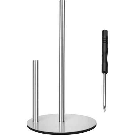 Distributeur de papier essuie-tout vertical en acier inoxydable, à poser sur le plan de travail de la cuisine. Modèle à double pôle, finition filigrane. (1/5)