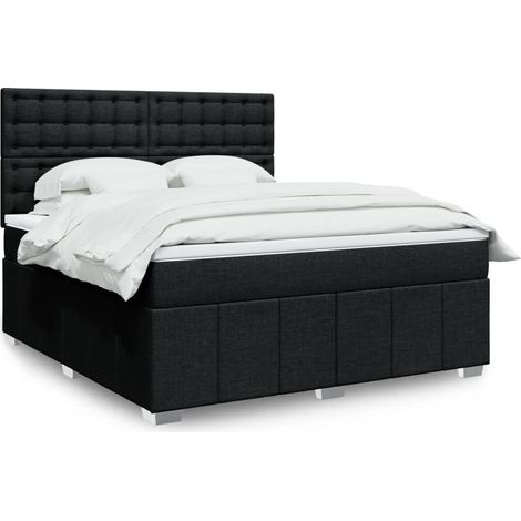 Boxspringbett mit Matratze Schwarz 180x200 cm Stoff
