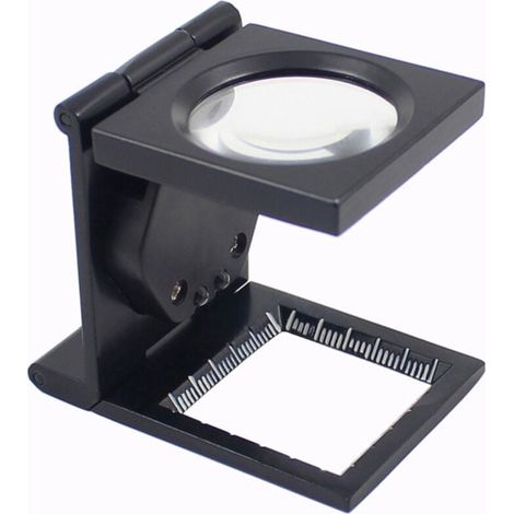 Loupe compte-fils pliant pliable avec monture en métal peint en noir (1/4)