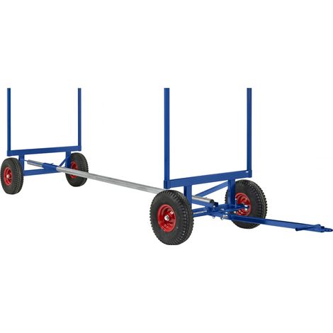 Kongamek Langgutwagen in blau mit 4 Eckpfosten 4000mm lang 3500kg Tragkraft Pannensicher