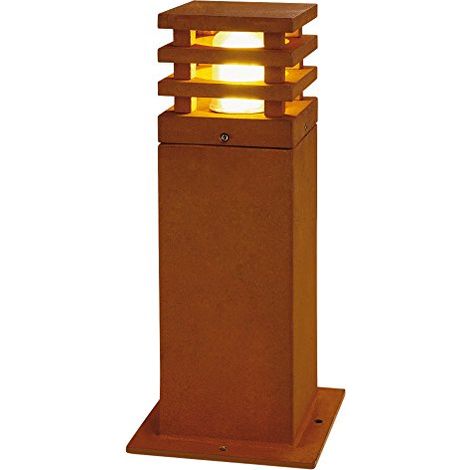 Borne extérieure carrée RUSTY® 40 fonte rouillée E27 11W max IP55 bord mer - SLV - 229420
