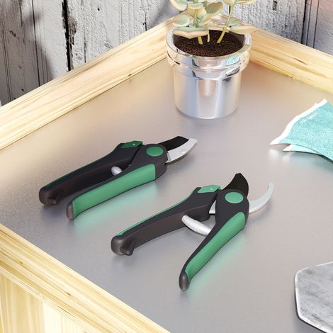 Ensemble d’outils de jardin 2 pièces Outils en métal avec cisailles à tailler Vert+Noir (1/4)