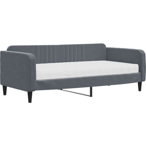 Daybed with Mattress Dark Grey 90x190 cm Velvet vidaXL (1/5)