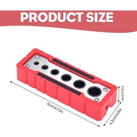 Gabarit de perçage de 6 diamètres, outil de perçage Ø 2-12 mm pour le perçage à angle droit et de précision sur les surfaces, les matériaux ronds et les bords. (1/4)