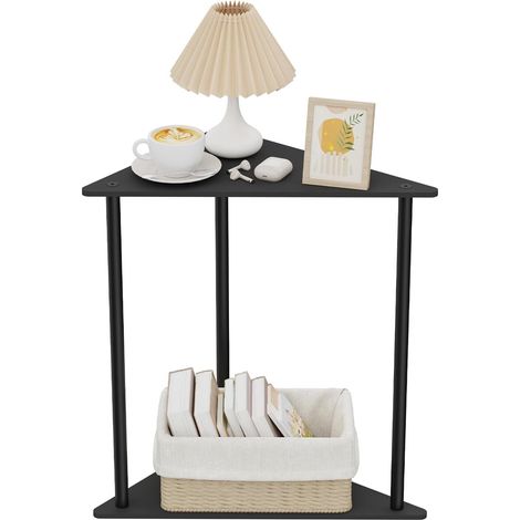 48 cm Triangle Table d’appoint,Lot de 1 Métal Table Basse,Noir (1/5)