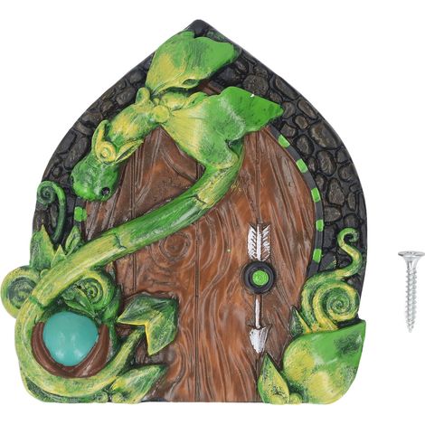 Porte féerique en résine Miniature, revêtements écologiques peints à la main avec vis, maison pour mur de clôture d'arbre 002 (1/5)