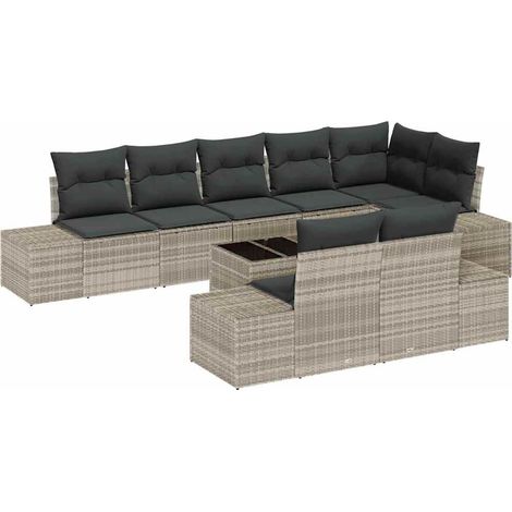 Maison Exclusive - Conjunto de sofás de jardín Gris Claro Polirat (1/5)