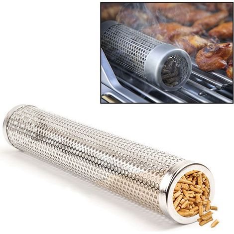 Tube de fumage à granulés en maille pour barbecue rond en acier inoxydable, générateur de fumoir pour barbecue