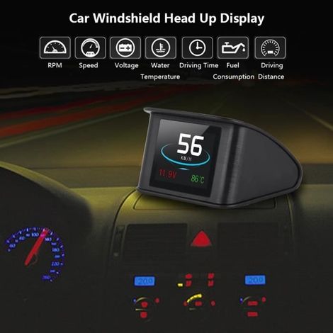 P10 Universelles Auto-HUD Head-Up-Display OBD2 Geschwindigkeitswarnung Drehzahl Kraftstoffverbrauch Projektor - ABI (1/4)