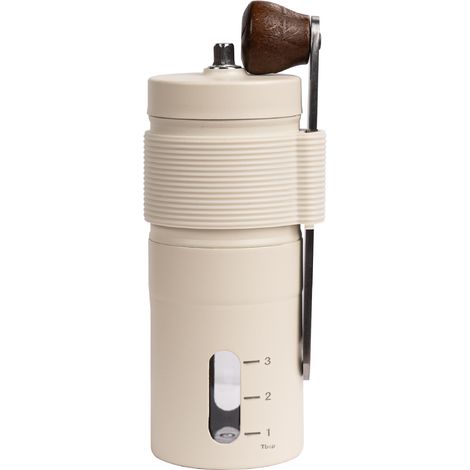 Ensemble cafetière italienne portable blanc cassé avec moulin à café, kit café de voyage, accessoires pratiques pour camping, randonnée, pique-nique, bureau et maison (1/3)