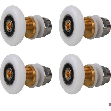 Roulettes Porte de Douche 25mm,Roulette Porte Coulissante Douche en Laiton 4 Pièces pour Rouleau pour Remplacement de Douche Couliss (1/4)