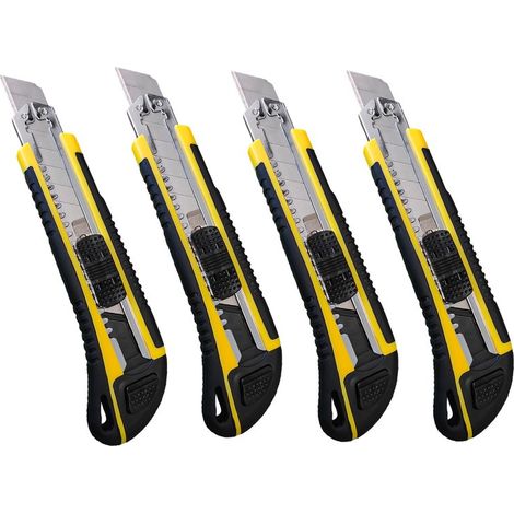 4 Kit Taglierino Cutter Professionale 18mm + 2 Lama di Ricambio