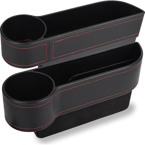 Set aus 2 Aufbewahrungsboxen für den Raum zwischen Kindersitz und Beifahrersitz, Aufbewahrungsbox mit Getränkehalter vorne, zusätzliche Aufbewahrungsbox für die Mittelkonsole (c (1/5)