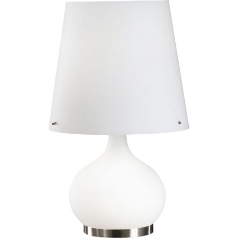 Lampe De Table Ade Design En Métal Et Verre Soufflé, Double Interrupteur, Douilles E14 40 W Et E27 100 W, Blanche, Code Produit : 2533-35-102 (1/3)