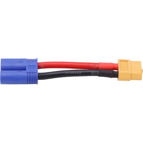 Câble souple en silicone flexible XT60 femelle vers EC5 mâle pour modèles RC voiture, avion, bateau (1/5)