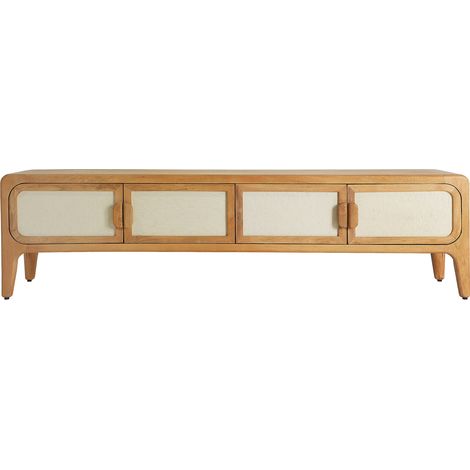 Meuble tv scandinave en bois de manguier - bois brun et beige (1/5)