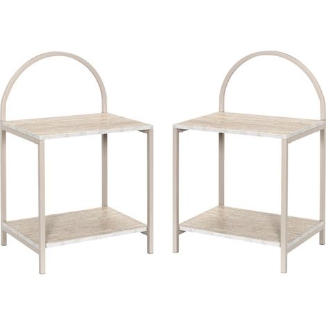Lot de 2 Chevets Arche Bois et Métal 40 x 30 x 63 cm Tables de Nuit 2 Niveaux Rangement Chambre - Livraison gratuite (1/5)