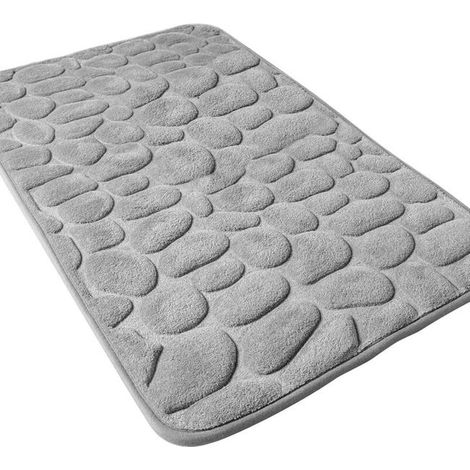Alfombrilla de baño gris, de 40 x 60 cm, fabricada en espuma viscoelástica antideslizante, altamente absorbente y lavable a máquina, ideal para la ducha. (1/5)
