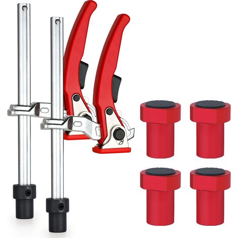 Lot de crochets de banc de 20 mm, 2 pinces à levier à dégagement rapide, 4 supports antidérapants, serre-joints de table en acier au chrome vanadium pour table MFT et établi, travail de bois précis (1/5)