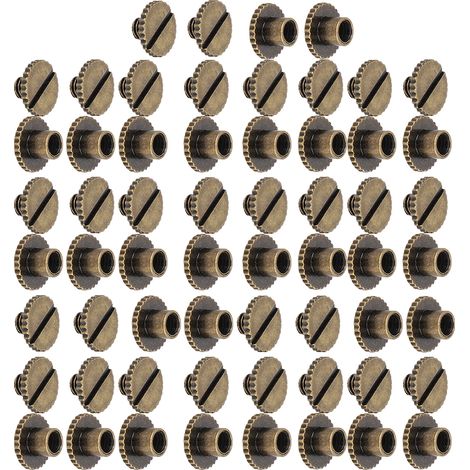 30 Boutons Rivets en Laiton Bronze pour Travail du Cuir, Kit de Fixation 9.5x6mm avec Tiges 4mm - 30 Pièces (1/5)