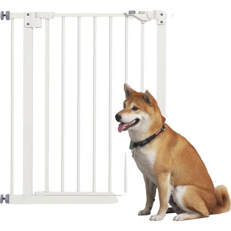 Puerta de seguridad para mascotas, construcción de hierro, ancho ajustable, manejo con una sola mano, función de bloqueo automático, fácil instalación. (1/5)