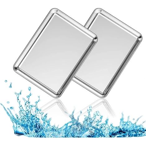 2Pcs Mini Stainless Steel Baking Tray, Oven Tray, Rectangular Oven Tray, Stainless Steel Baking Sheet, Rectangular Baking Tray