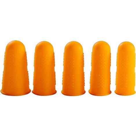 Set de protection en silicone pour doigts, résistant aux coupures et à la chaleur, couverture de doigt orange, outil de cuisine résistant, lot de couvertures de protection pour la cuisine (1/5)