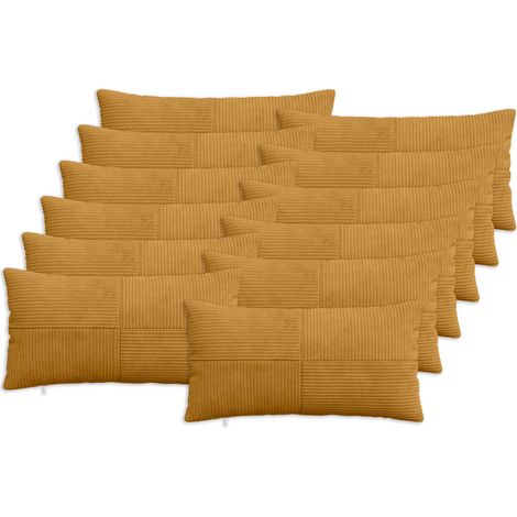 vidaXL Cushion Cover 12 pcs ALMELO Yellow 40 x 80 cm Corduroy (1/5)