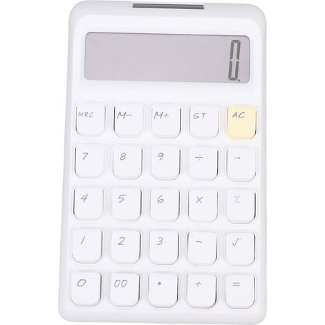 Ortviai Calculatrice Solaire 12 Chiffres avec Affichage Grand Écran et Boutons Mécaniques Réactifs – Blanc