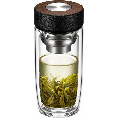Verre à thé à double paroi isolante 400 ml, coloris noir