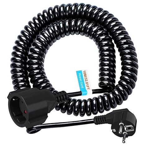 extension cable, protective contact, extension cable, plug and connector, black (1/5)